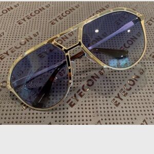 Gold Aviator Sunglasses with Blue Lenses Alpina Style Aviator